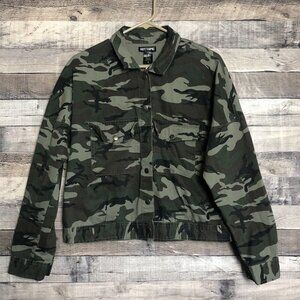 Hot Topic Womens Jacket Camouflage Pockets Cotton Green Size Medim